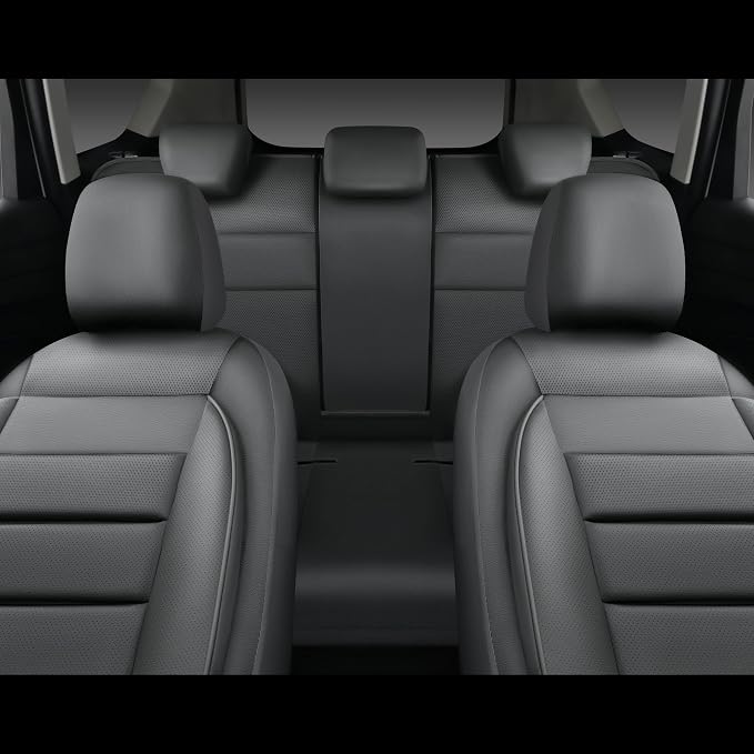 CAR PASS Leather Seat Covers Full Set Universal Water Resistant 3D Foam Back Support, Luxury Comfort Automotive 5 Seat Covers All Season Fit for SUV,Sedan,Van, Airbag Compatible Elegance (Gray)