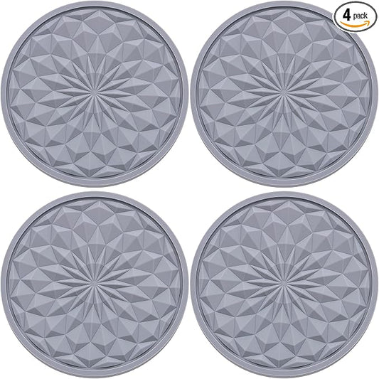 4 Pack Silicone Car Cup Holder Coaster – 2.75 Inch Non-Slip Drink Mat, Universal Fit for Most Vehicles – Cute & Functional Auto Accessories (Gray)