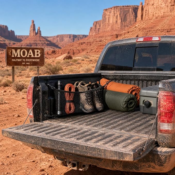 Side Cargo Net for Tundra& Tacoma 2007-2026, Tailgate-Free Side Access | Double Layer Truck Bed Side Cargo Net, Heavy Duty Oxford Cargo Organizer Storage Nets, Tool-Free Install for Camping& Trips