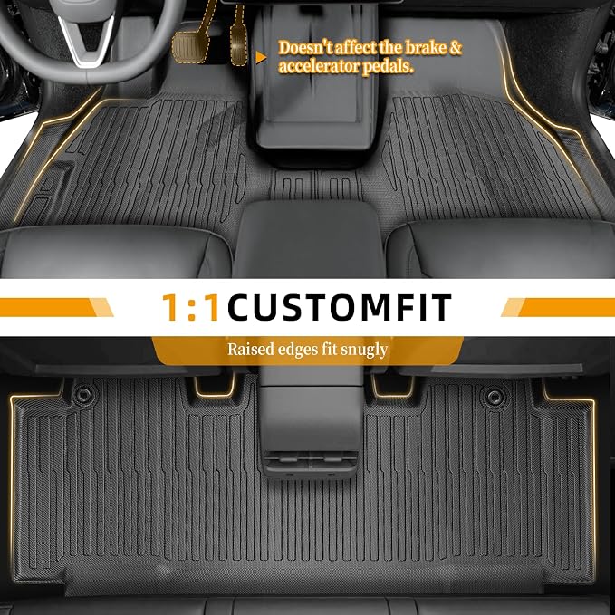 Floor Mats for Honda Odyssey 2011-2017, 2016 Odyssey Floor Mats | 1st and 2nd 3rd Row & Cargo Mat, TPE Non-Slip Waterproof Summer Winter Anti-Slip Car Accessories