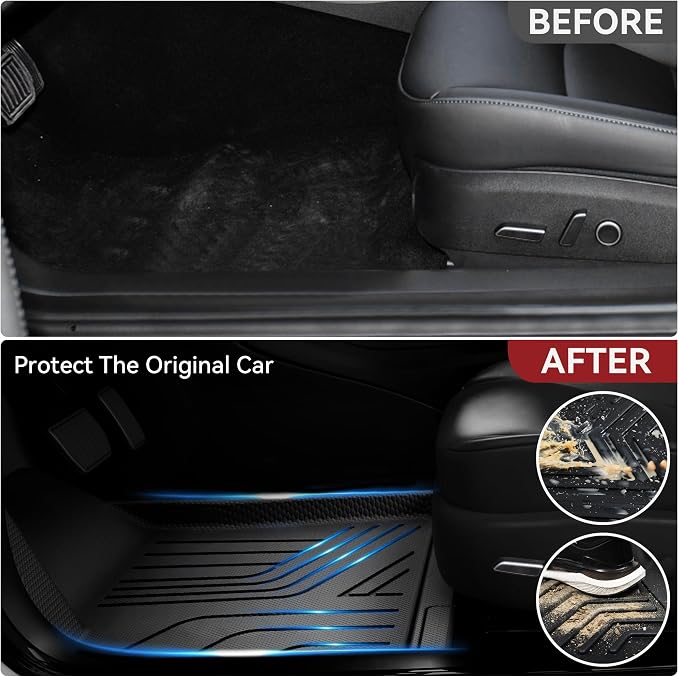 YITAMOTOR Floor Mats for Tesla Model Y 5 Seater 2024-2020, Custom Fit All Weather Floor Liners, Automotive Interior TPE Cargo Liner Frunk Mat Accessories for Model Y (NOT for Juniper), 6 Pcs Mats Set