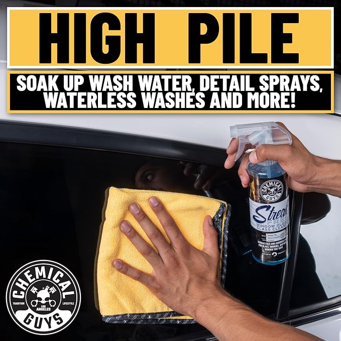 Chemical Guys, Professional Microfiber Towels, 16 x 16 in, Gold, 3 Pack | Ultra-soft, scratch-free towels to buff wax, dry panels and clean glass and interiors, machine washable