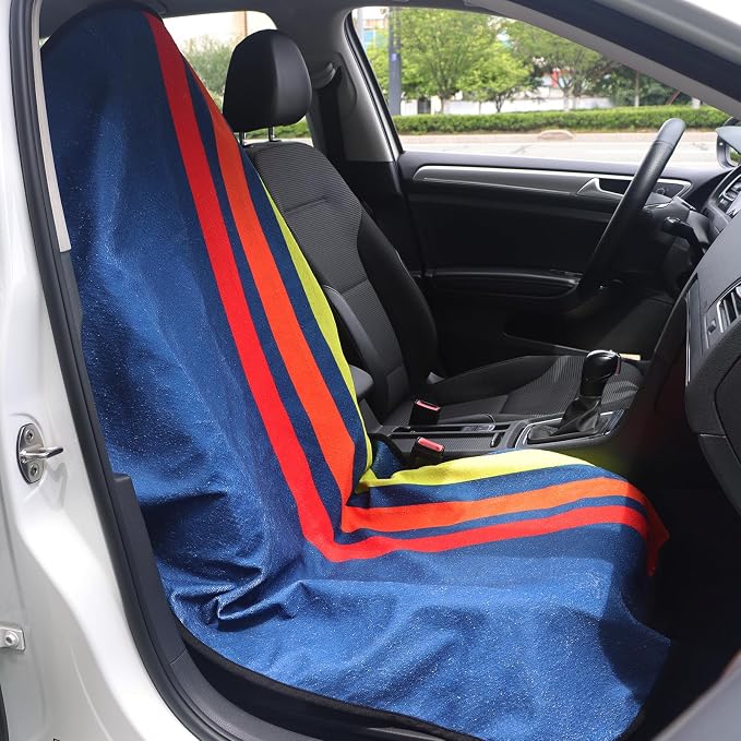 Car Seat Cover Protector Front Seats,for Gym Workout,Running,Swimming,Beach and Hiking,Waterproof Sweat Towel Bucket Seat Covers for Cars SUV Trucks (Racing Stripes, 2Pcs)