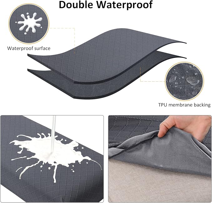 Fuloon Waterproof Dining Bench Cover, Removable Bench Slipcover Washable Bench Seat Protector Cover for Living Room, Bedroom, Kitchen (Dark Grey)