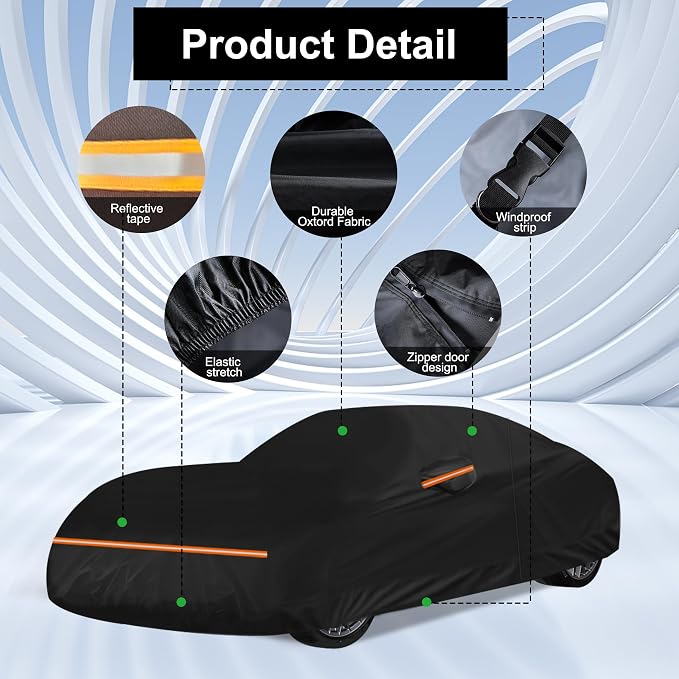 Amooca Heavy-Duty Car Covers Custom Fit for Porsche 911 (1998-2025) Waterproof Sun-Proof All Weather for Automobiles Snow Cover 420D with Door Zipper Cotton Lining