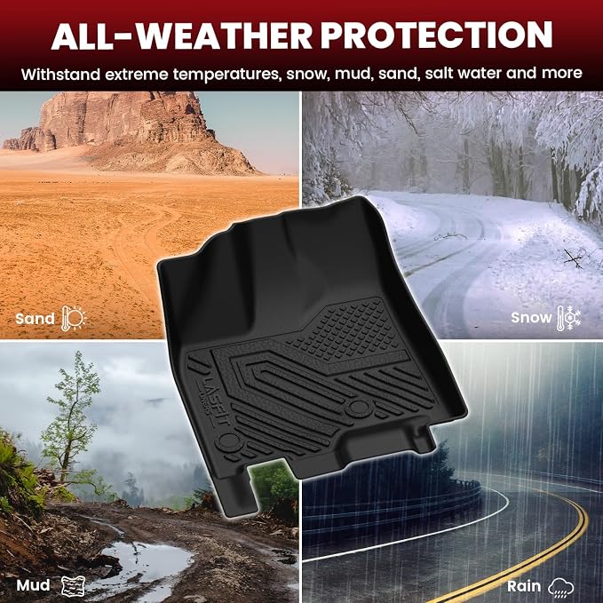 LASFIT Floor Mats & Cargo Liner & Seatback Mat for Toyota Sienna 8 Seat 2013-2020 All Weather TPE Custom Fit Sienna 8 Passenger Automotive Car Liners Full Set Accessories, Black