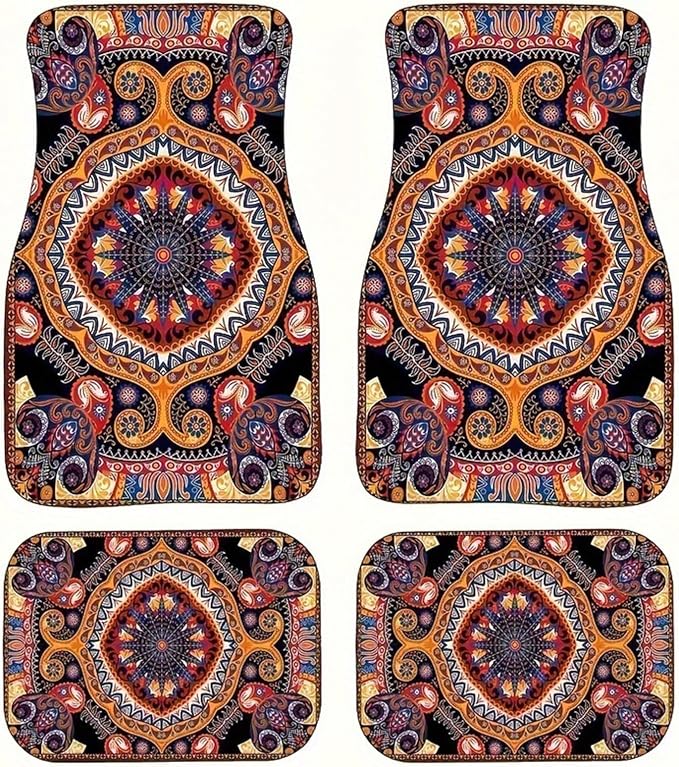 Car Floor Mats Non-Slip Automotive Floor Mats All-Weather Front Rear Car Floor Foot Mat Sets of 4 Pieces Foot Mats Rugs Carpet for Car Trucks SUV Sedans (Colorful)