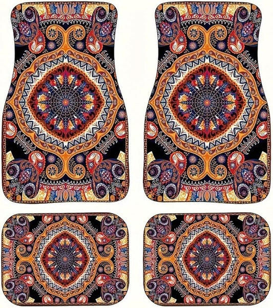 Car Floor Mats Non-Slip Automotive Floor Mats All-Weather Front Rear Car Floor Foot Mat Sets of 4 Pieces Foot Mats Rugs Carpet for Car Trucks SUV Sedans (Colorful)