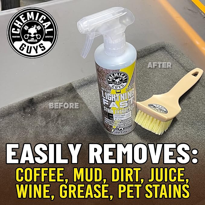 Chemical Guys, Lightning Fast Carpet & Upholstery Stain Extractor, 1 Gallon | Tackles coffee, soda, wine and pet messes on carpet, seats and mats, just spray, agitate and blot for a clean look