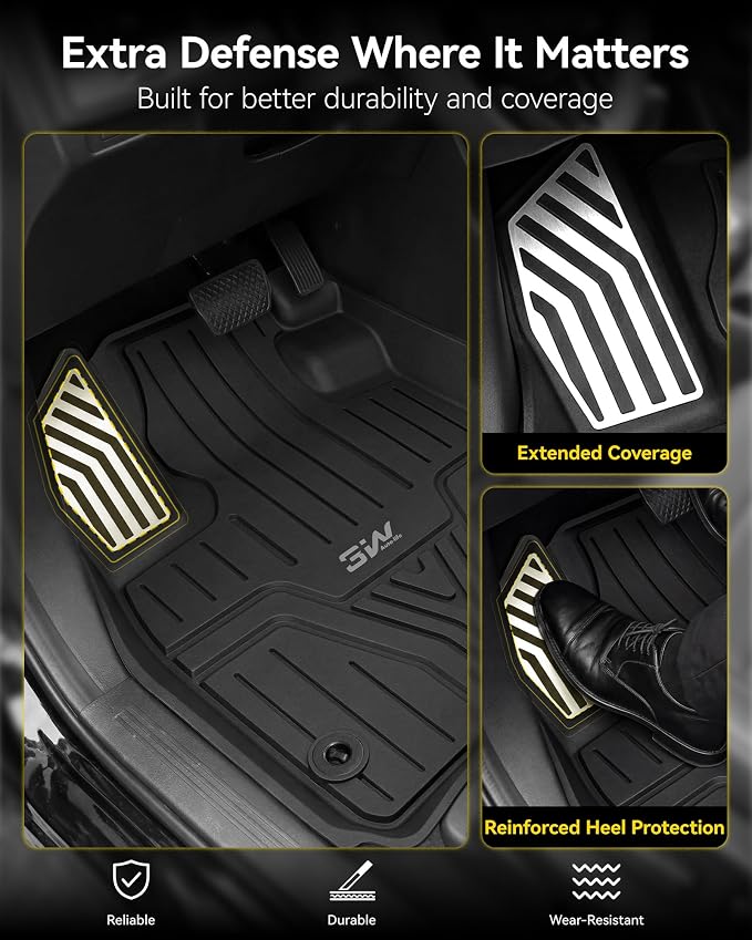 3W Floor Mats & Cargo Liner Fit for Honda CR-V 2023-2026 (Include Hybrid) | Fit for (Upper Positon) Trunk Unscented All-Weather TPE Heavy-Duty Car Mats Stain Prevention Easy to Clean