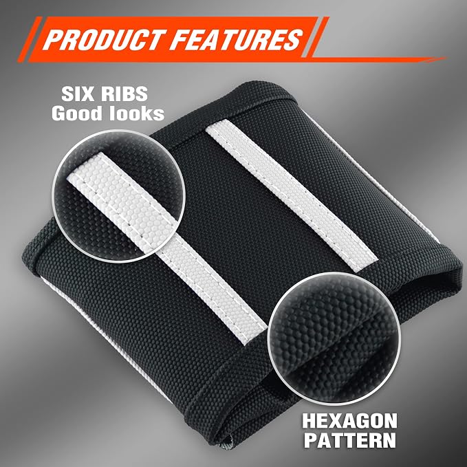 White Stripe Universial Seat Cover for Dirt Bike - Motorcycle Motorcross Enduro Seat Covers (Black)