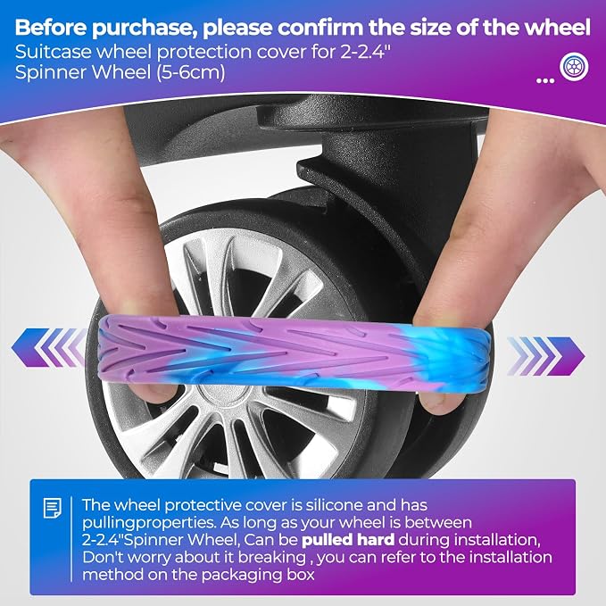 8Pcs Luggage Wheel Covers, Travel Accessories (Gradient Blue & Purple) | Wear-resistant & anti-noise silicone covers. Fits 2-2.4" wheels. Protects suitcase wheels. Travel essential for suitcases