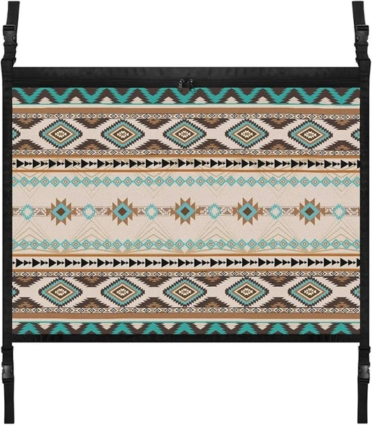 Dreaweet Aztec Print Car Ceiling Cargo Net for SUV Cargo Net Organizer Southwestern Native American Car Roof Storage Net for Truck Mini Van Car Camping Accessories Ceiling Storage Net with Zipper
