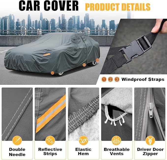 GUNHYI Premium Car Cover Custom Fit Chevy Corvette C4/C5/C7/C8 Coupe Convertible Targa, 16 Layers Heavy Duty Car Cover Waterproof All Weather with Zipper Door for Sun Rain Snow Dust Uv Protection