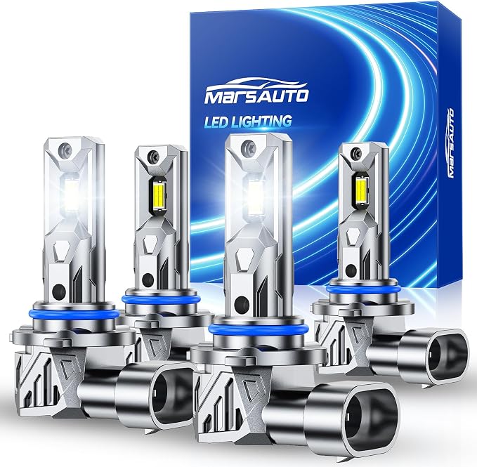 Marsauto 9005/HB3 9006 Fog Light Bulbs Combo, 800% Brighter 80,000LM 6500K Cool White, Fanless 1:1 Mini Size, Pack of 4