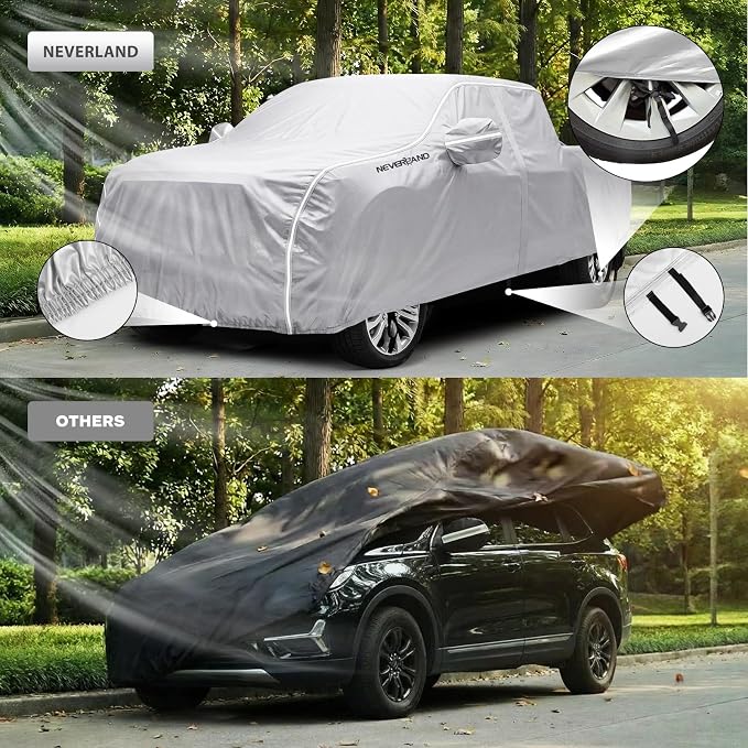 NEVERLAND Car Cover Waterproof Heavy Duty All Weather Protection Snow Anti-UV Windproof Outdoor Full Car Cover