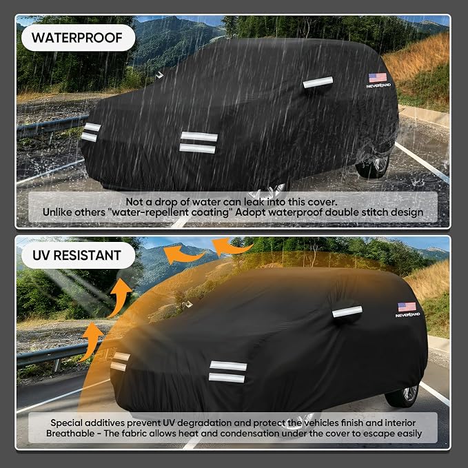 Car Cover Compatible with Ford Explorer, Full Car Covers Waterproof All Weather Dustproof, Snowproof, UV Protection Exterior Car Covers for Automobiles Universal Fit Ford Explorer