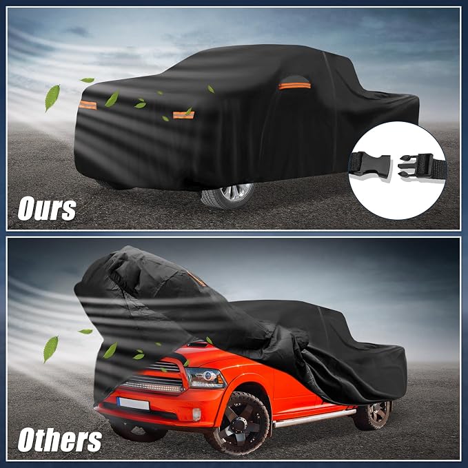 X AUTOHAUX Car Cover for Dodge for Ram Crew Cab 210D-PU Outdoor Full Car Cover All Weather with Door Zipper for Waterproof Windproof Sun Rain Snow Protection