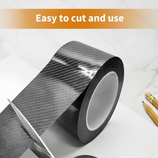Car Door Sill Protector Tape, 2.76In x 33Ft Anti Scratch 5D Carbon Fiber Vinyl Wrap Film, Waterproof Car Door Edge Guards with No Residue Adhesive, Universal Paint Protection Trim for Car SUV, Black