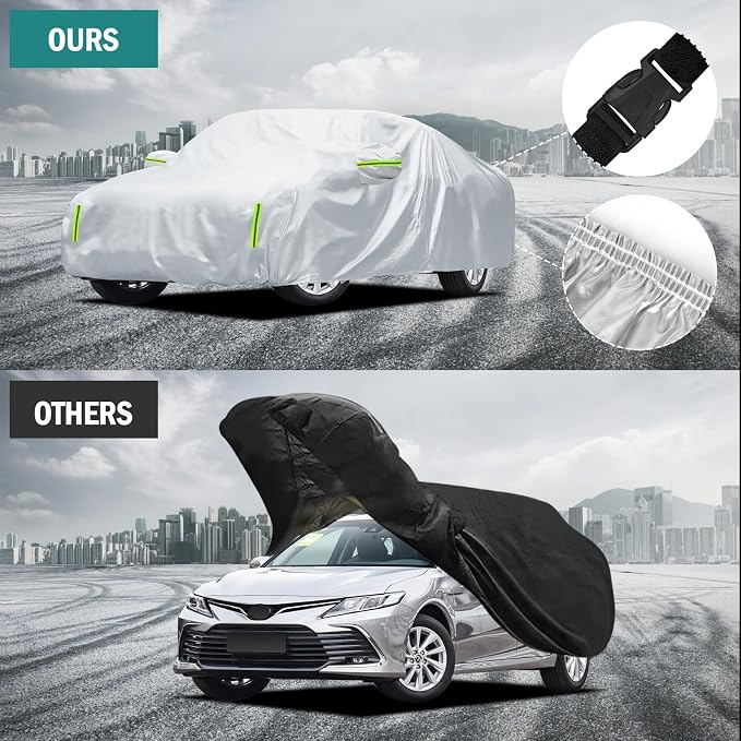 Car Cover Custom Fit for Toyota Camry 1996-2026, for Honda Accord 2001-2026, Waterproof All Weather for Automobiles Full Exterior Cover Rain Sun UV Protection with Door Zipper