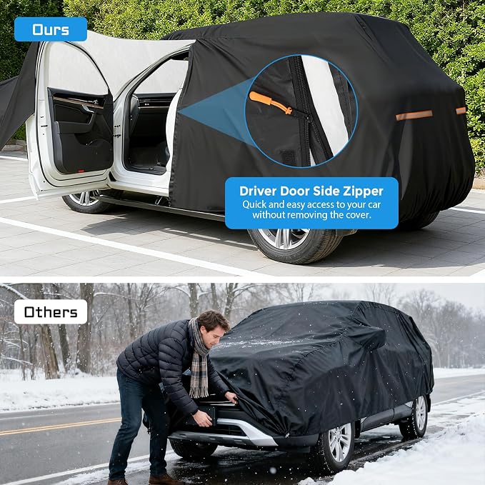 Winter Car Cover for Ford Explorer 1991-2025, Heavy Duty SUV Full Car Cover | Waterproof All Weather Outdoor for Hail Snow Ice Rain Sun UV Dust Protector, with Driver Side Zipper & Reflective Strips