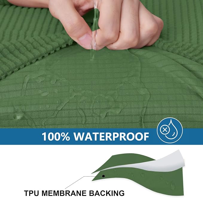 hyha Waterproof Couch Cushion Covers for Pets, Non Slip Sofa Cover for Dogs Washable, Soft Thick Stretch Jacquard Fabric, Sofa Slipcovers with Elastic Bottom (1 Piece for Backrest M, Grass Green)