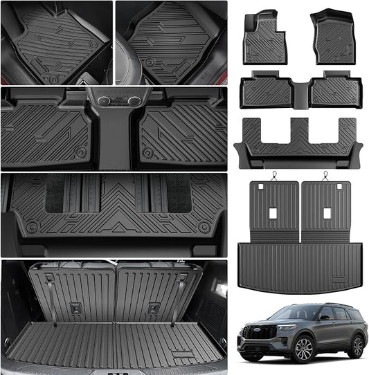 Cartist Floor Mats for Ford Explorer (Only for 7 Seats) 2020-2025 2026, All Weather Cargo Liner for Explorer Accessories, Heavy Duty Car Mats, Car Accessories