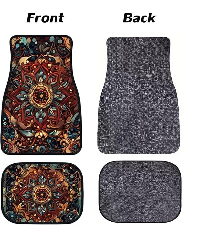 Car Floor Mats Non-Slip Automotive Floor Mats All-Weather Front Rear Car Floor Foot Mat Sets of 4 Pieces Foot Mats Rugs Carpet for Car Trucks SUV Sedans (FUGU-01)