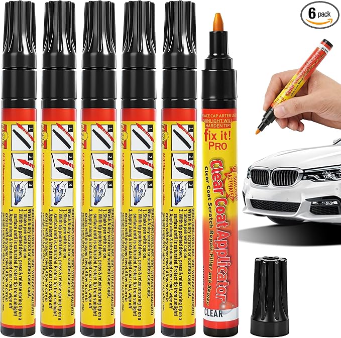 Car Scratch Remover Pen, 2026 Magic Car Scratch Removal Tool - No Tools, Portable & Weatherproof Repair for Roadside, Garage & Parking Lot, Safe for Clear Coat, Universal Touch Up for All Cars (6PC)
