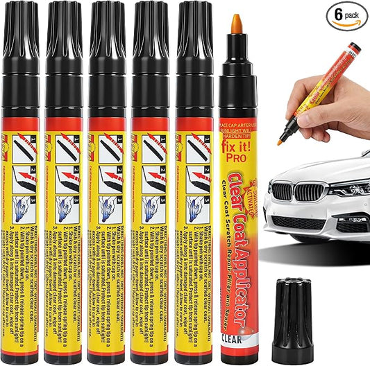 Car Scratch Remover Pen, 2026 Magic Car Scratch Removal Tool - No Tools, Portable & Weatherproof Repair for Roadside, Garage & Parking Lot, Safe for Clear Coat, Universal Touch Up for All Cars (6PC)