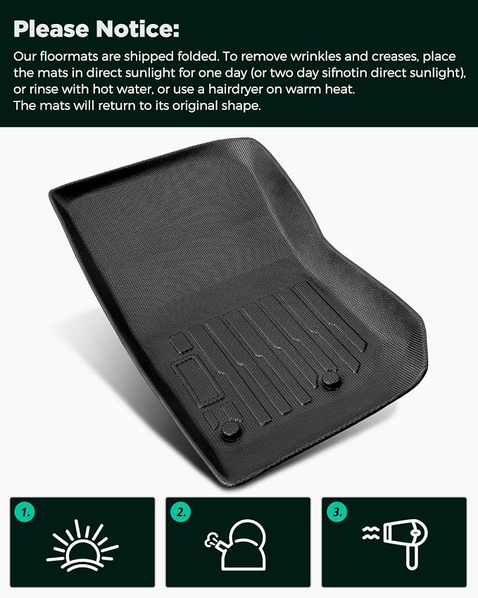 Car Floor Mats for Jeep Wrangler: 2007-2018 JK 2-Door & JKU 4-Door, All Weather Rubber Car Accessories Front Row Liners, for Wrangler 2007 2008 2009 2010 2011 2012 2013 2014 2015 2016 2017 2018 Black