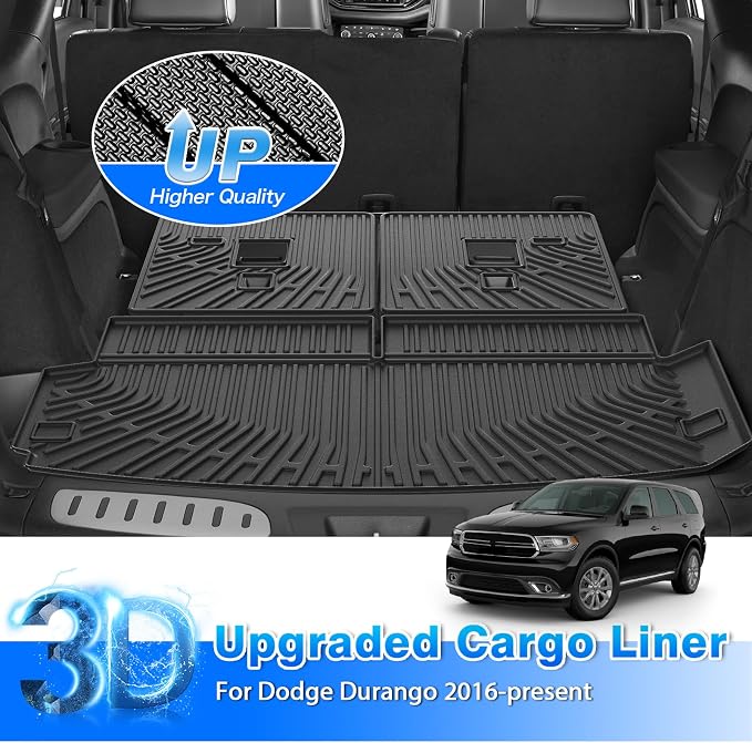 Durango Cargo Liner - Trunk Mat for Dodge Durango 6 & 7 Seats 2016-2025 2026, All Weather Cargo Mat for Durango Accessories, Heavy Duty Car Mats, Car Accessories