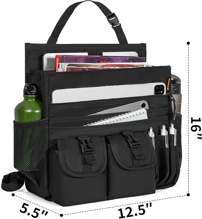 Car Front Seat Organizer Backseat Organizer with Dedicated Tablet Laptop Storage Adjustable Shoulder Strap Cup Holder Truck Seat Storage Universal Fits for Most of Car