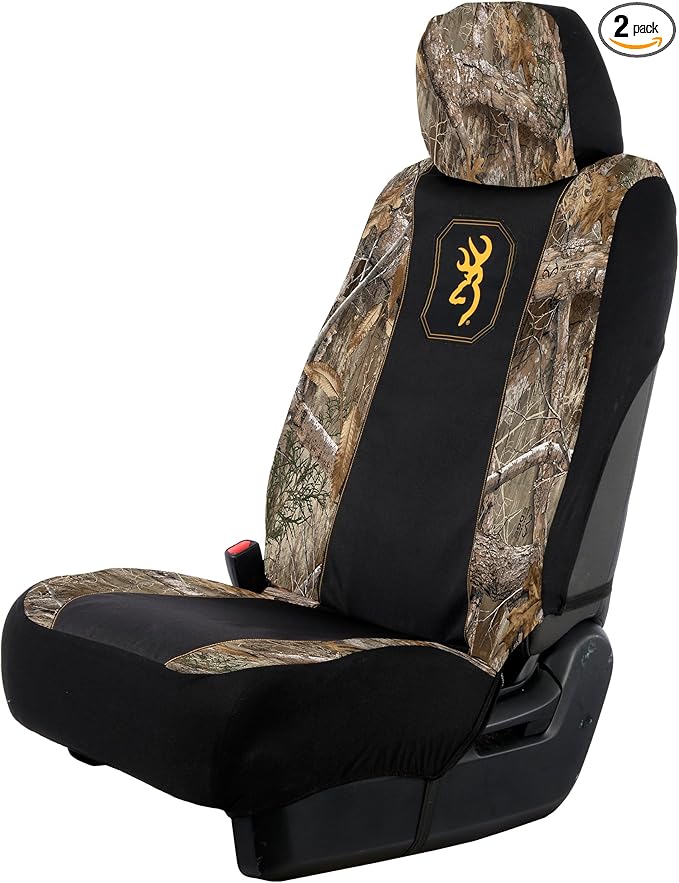 Browning Universal Low Back and Bench Seat Covers, Water and Dirt Resistant Car, Truck, and SUV Seat Covers, Morgan (Realtree Edge), Low Back (2 Pack)