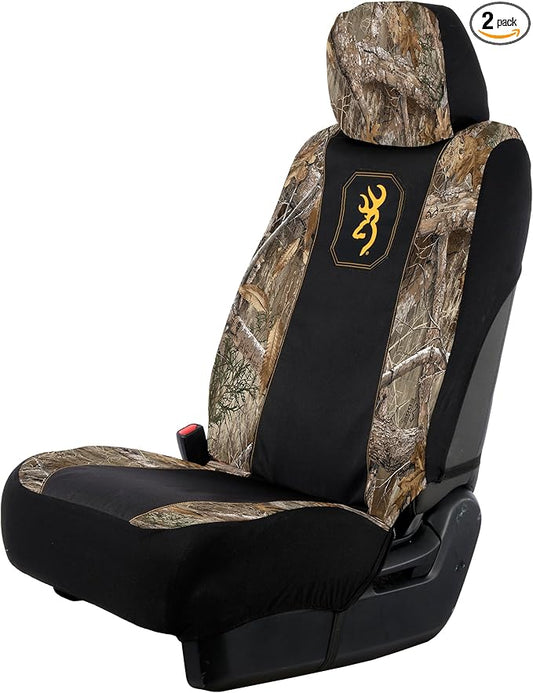 Browning Universal Low Back and Bench Seat Covers, Water and Dirt Resistant Car, Truck, and SUV Seat Covers, Morgan (Realtree Edge), Low Back (2 Pack)