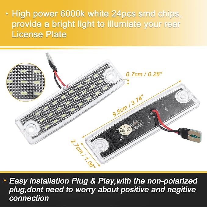 X AUTOHAUX 2pcs LED License Plate Light Lamp Assembly for Toyota 4Runner 1996-2022 for Toyota Sequoia 2001-2022 6000K White