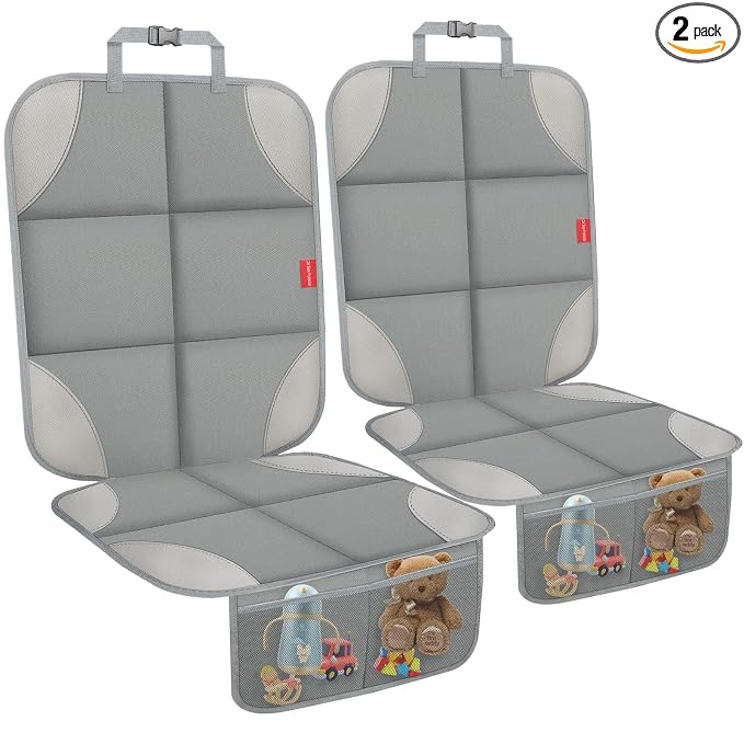 Car Seat Protector for Child Car Seat, 600D Fabric Safe Car Seat Cover with Non-Slip Backing, Waterproof Carseat Seat Protectors under Baby Car Seat with Thick Padding for Car Back Front Seat, 2 Pack