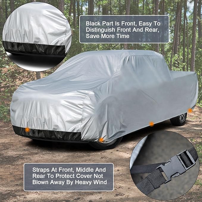 Kayme Truck Cover Waterproof All Weather - See Vehicle Size Chart - Heavy Duty Outdoor Pickup Cover Sun Uv Rain Protection, Universal Fit Most Extended Cab Short Bed. Length Up to 228 inch.