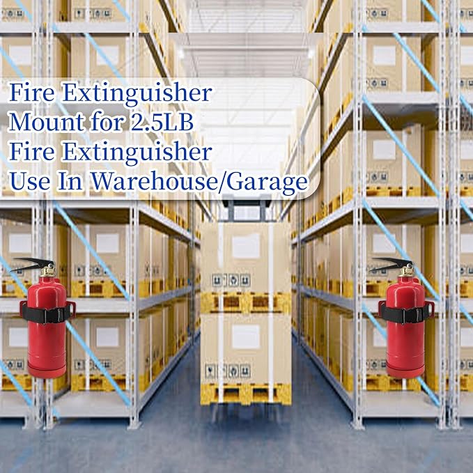 2.5LB Small Fire Extinguisher Mount with Quick Release Strap | Heavy-Duty Metal Mounting Bracket,Adjustable Straps,Rust-Proof Design,Quick Installation,for Garage,Workshop,Utility Room