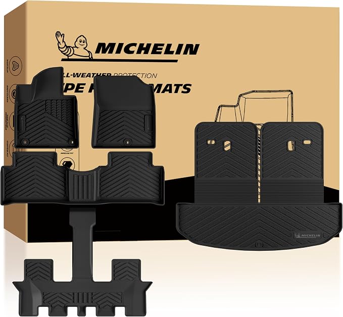 Michelin Vehicle Mats, Premier Series All-Weather TPE Custom Fit Liner for 2021-2026 Kia Sorento Gas 6 & 7 Seats Floor Mats (5 Piece)