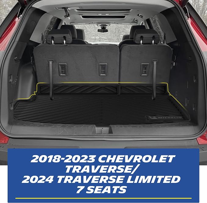 Michelin Vehicle Mats for 2018-2023 Chevy Traverse/2024 Traverse Limited | 7 Seats/Bucket Seats, 2nd Row, Not Fit 8 Seats/2nd Row Bench Seats, All-Weather TPE Custom Fit Liner, Premier