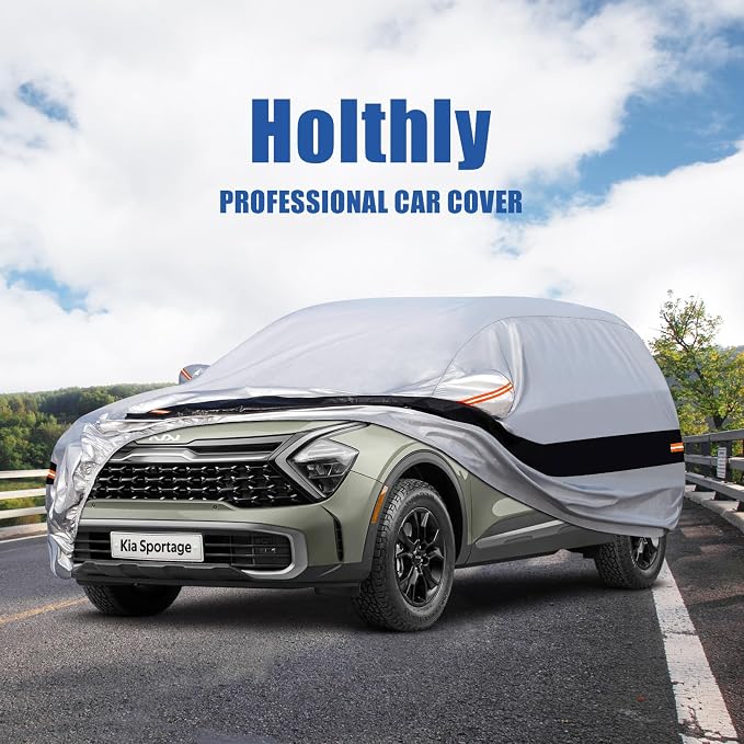 10 Layers SUV Car Cover Custom Fit for Kia Sportage (2010-2024) Waterproof All Weather for Automobiles, Outdoor Full Cover Rain Sun UV Protection.Silver