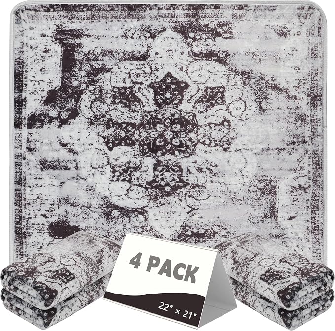 FUMMI 4 Pack Reusable Waterproof Incontinence Bed & Chair Pads, 22” x 21” Extra Heavy Absorbency, Soft Flannel Surface, Machine Washable for Dog, Adults & Babies (Black, 22“ ×21”)