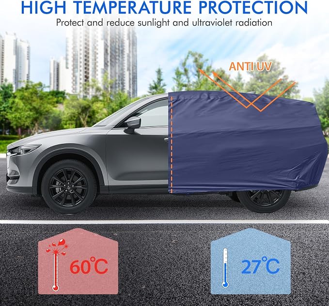 Car Cover Waterproof All Weather, 6 Layers Outdoor Full Exterior Cover Rain Sun UV Snowproof Protection with Zipper Cotton, Mirror Pocket for Mazda CX-5
