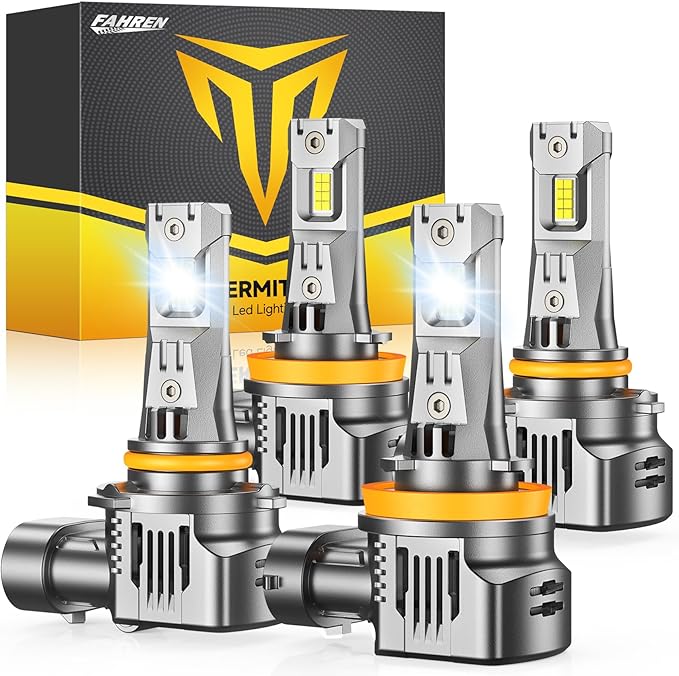 Termitor 9005/HB3 H11/H8/H9 LED Bulbs Combo, 𝟮𝟬𝟬,𝟬𝟬𝟬𝗟𝗠 H11 9005 Combo Bulbs, Brightest-Gen 6500K White, True 1:1 Mini,10 Years Lifespan, Plug & Play(Pack of 4)
