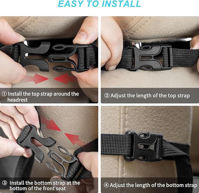 Matenf Backseat Car Organizer with 9 Storage Pockets | 10" Tablet Holder, Keep Car Organized & Tidy, Seat Back Cover for Kid Toddler, Kick Mats Protector, Travel Accessories, 1 Pcs