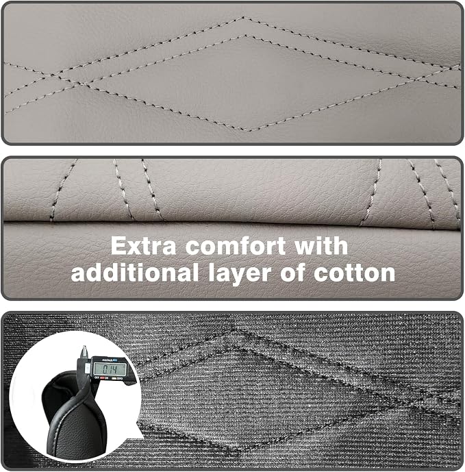 Muslogy Center Console Armrest Cover Fit for Volkswagen Atlas & Cross Sport 2024-2026 Accessories, Comfort Armrest Pad Console Lid Cushion Vegan Leather Regular Thick (V1_Light Gray)