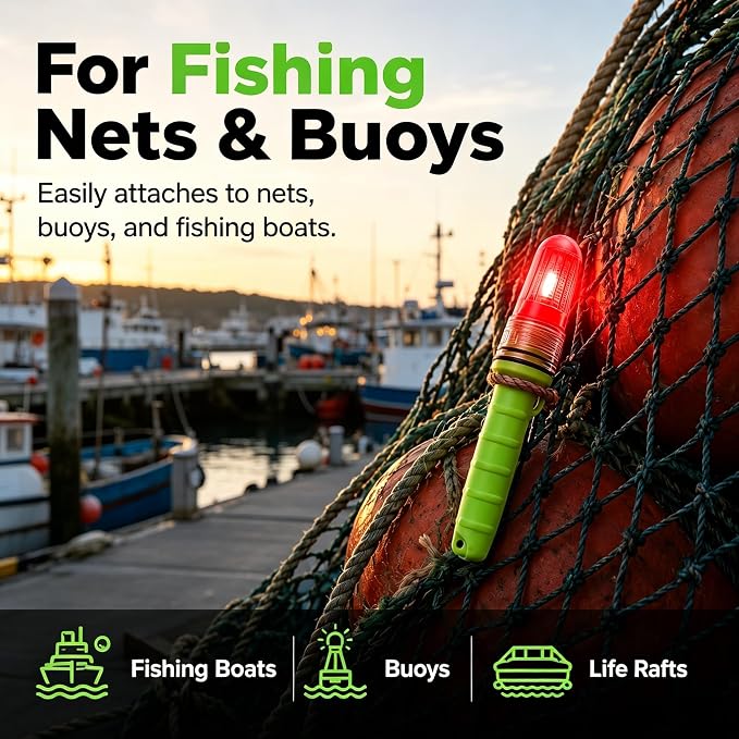 Premium Boat Flares Coast Guard Approved-Waterproof Marine Flares Emergency Visibility Kit for Fishing Boat, LED Roadside Flares&Throwable Flotation Device Compatible (White)