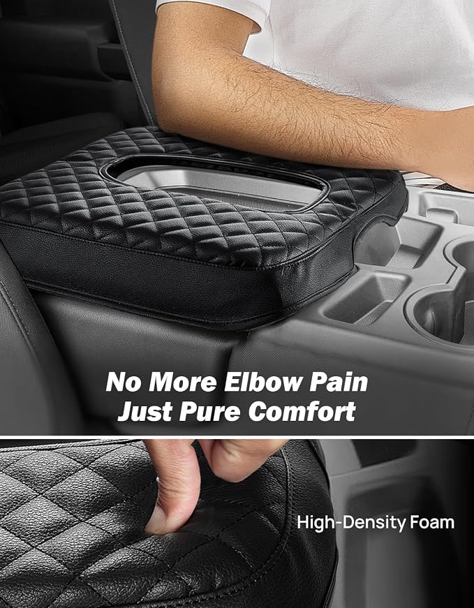 JOYTUTUS Center Console Cover Compatible with 2019-2026 Silverado Sierra Jump Seat, Leather Armrest Cover for Car, Black Accessories with Hidden Pockets