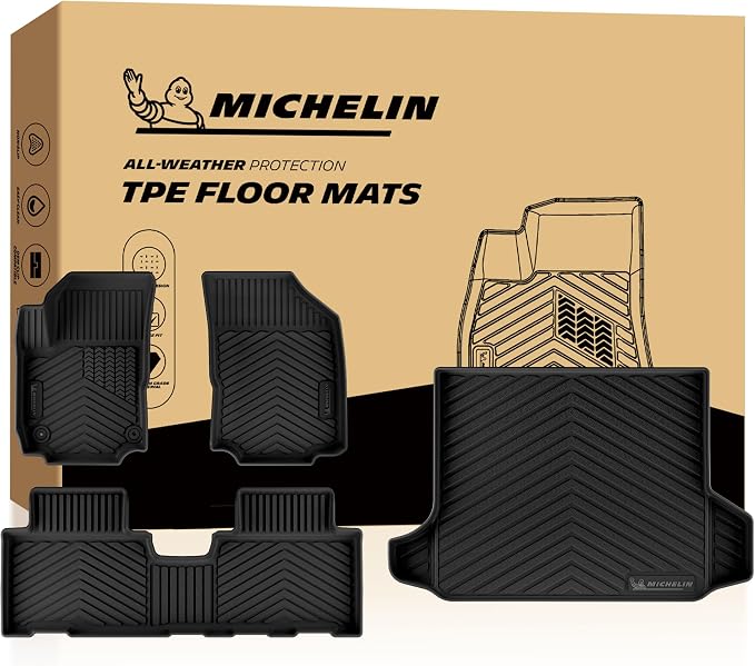 Michelin Vehicle Mats, All-Weather TPE Custom Fit Liner for 2018-2024 Chevy Equinox/GMC Terrain Gas (4 Piece), Not fit Equinox EV, Premier